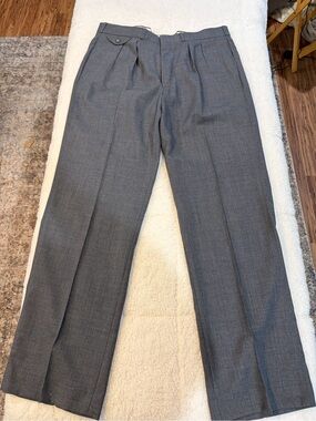 Thompson Men's Gray Pleated Dress Trousers